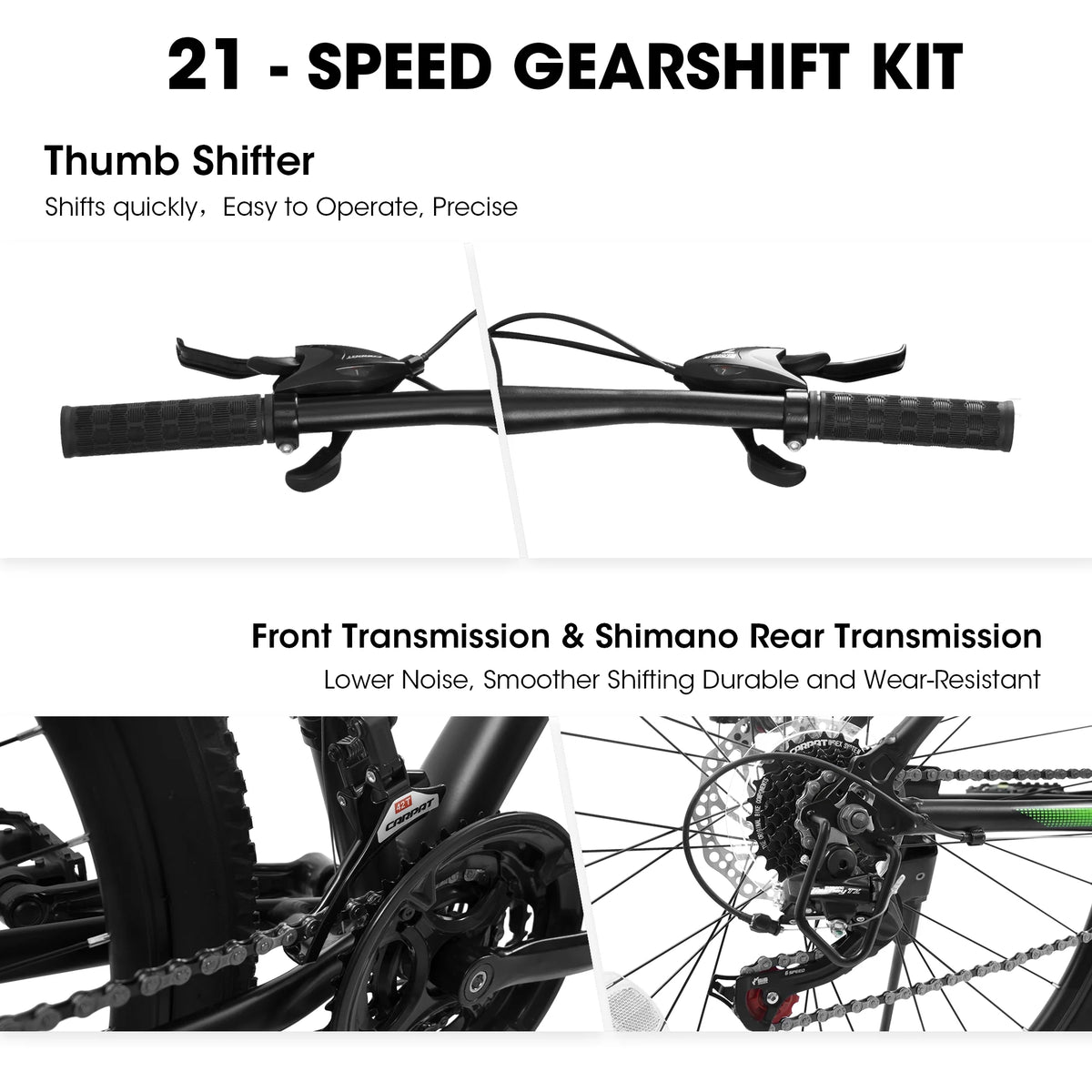 27" Mountain Bike, 21 - Speed Dual Disc Brakes with Aluminum Frame - Black