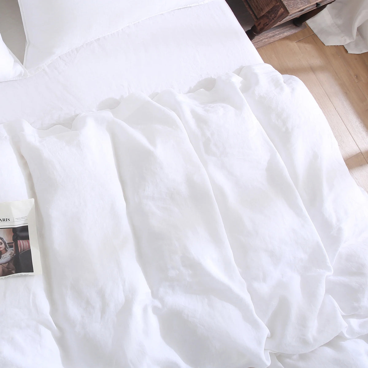 100% Pure Linen Duvet Cover with Button Closure and Corner Ties Soft & Breathable - Natural Full/Queen