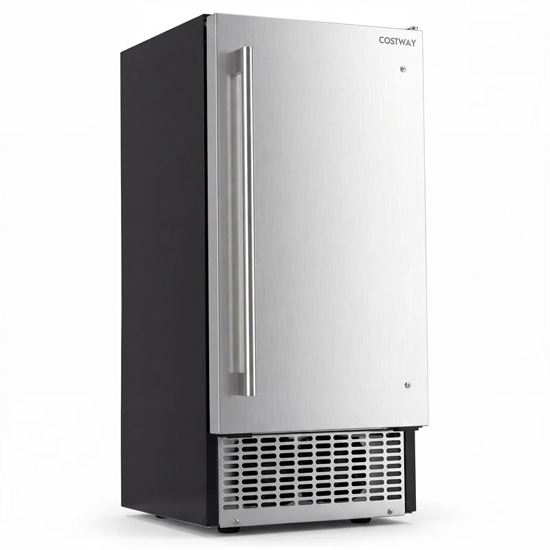 110 LBS/24H Commercial Ice Maker, 15" Built-in Undercounter Ice Machine with 25 LBS Storage & Reversible Door for Home Bar, Restaurant