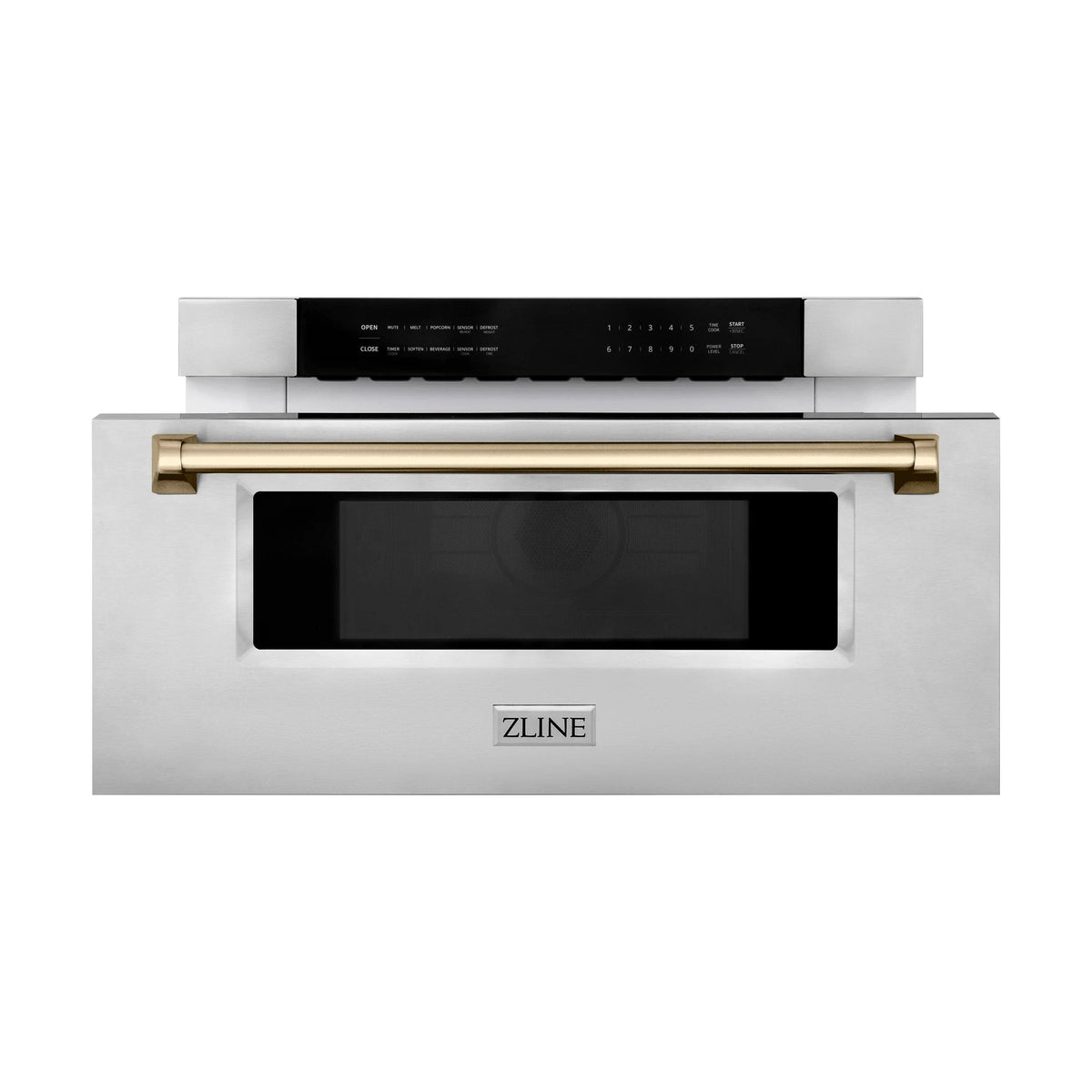ZLINE Autograph Edition 30" 1.2 Cu. ft. Built-In Microwave Drawer Stainless Steel with Champagne Bronze Accents