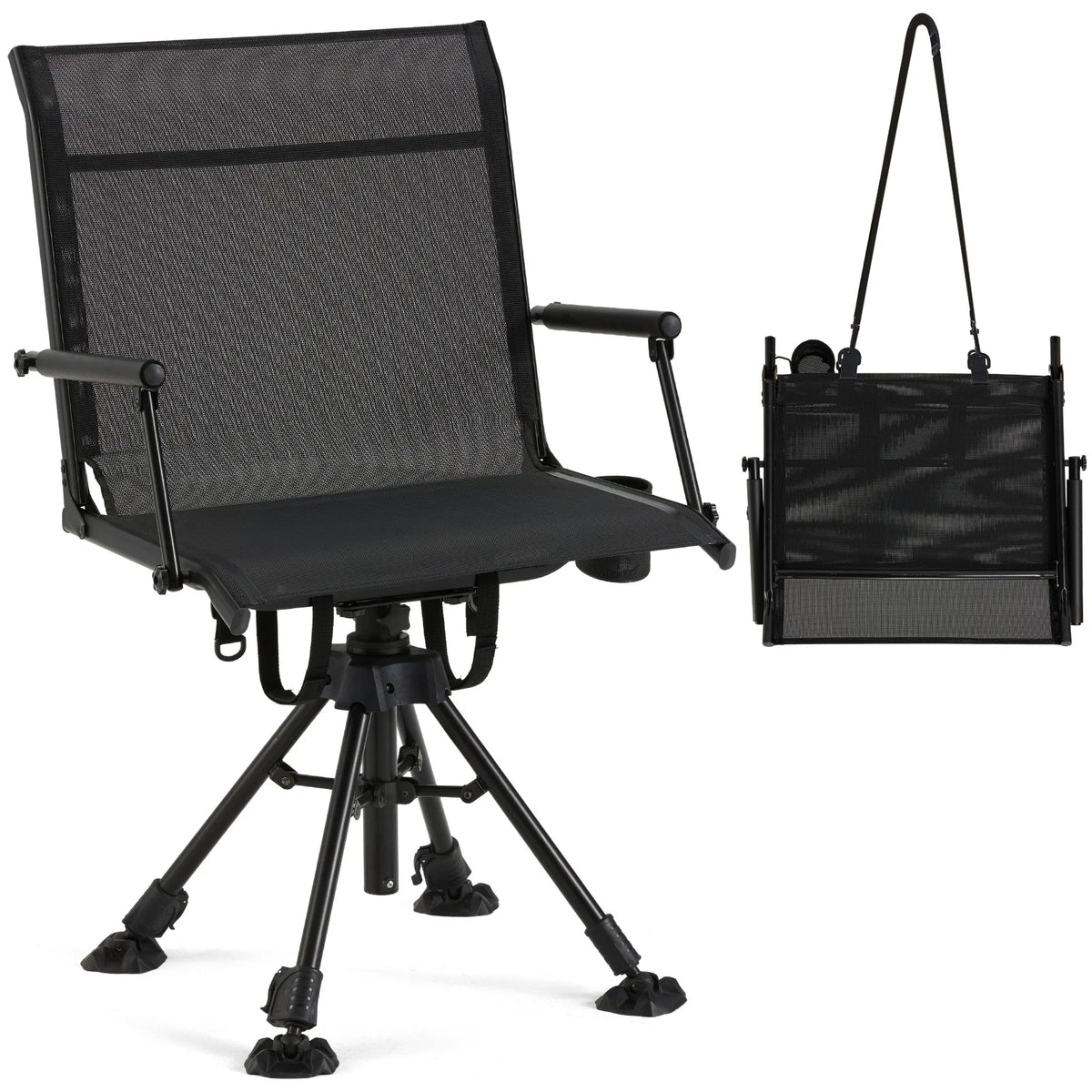AECOJOY No Cushion Hunting Chair, Durable Metal Frame, Silent Swivel for Outdoor Shooting & Fishing