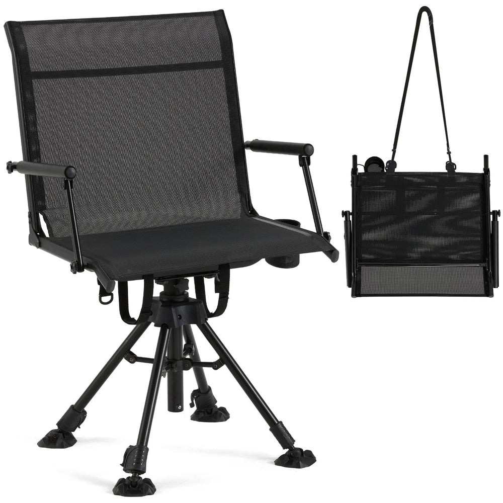 AECOJOY No Cushion Hunting Chair, Durable Metal Frame, Silent Swivel for Outdoor Shooting & Fishing