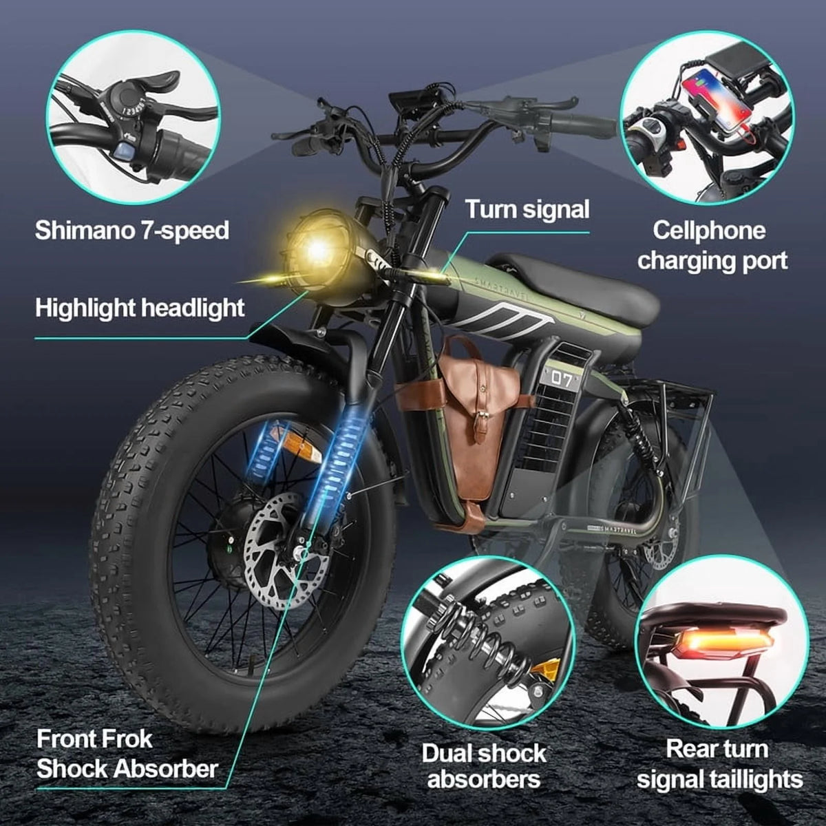3000W(Peak) Motor 35MPH SMARTRAVEL ST202 Electric Dirt Bike for Adults, 52V50AH Dual Battery Ebike, 92+ Miles Range, 20" Motorcycle Tire UL2849 Certified, Full Suspension