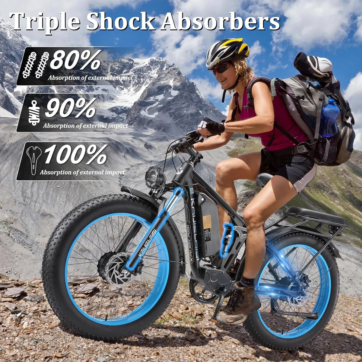 KAIJIELAISI Electric Bike for Adults, AWD Ebikes Dual Motor Peak 6000W, 26'' Fat Tire Bikes with 52V 26AH Battery Hydraulic Brake ??electric Bicycle, 7 Speed Mountain Ebike UL 2849