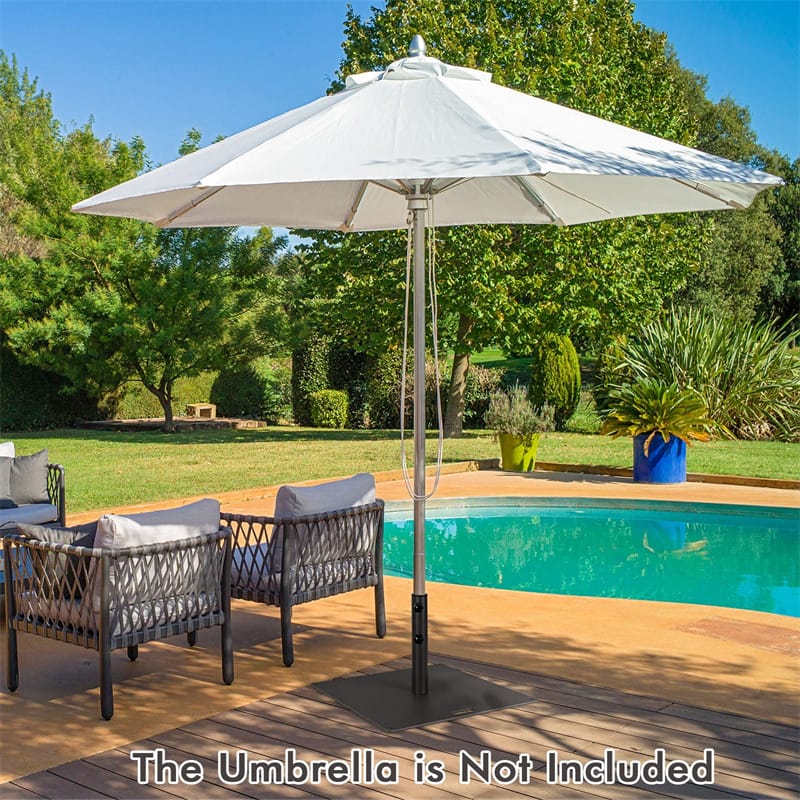 50 LBS Heavy Duty Patio Umbrella Base Stand, 24" Square Steel Outdoor Umbrella Weight with Wheels & 2 Tightening Knobs for Garden Deck Poolside