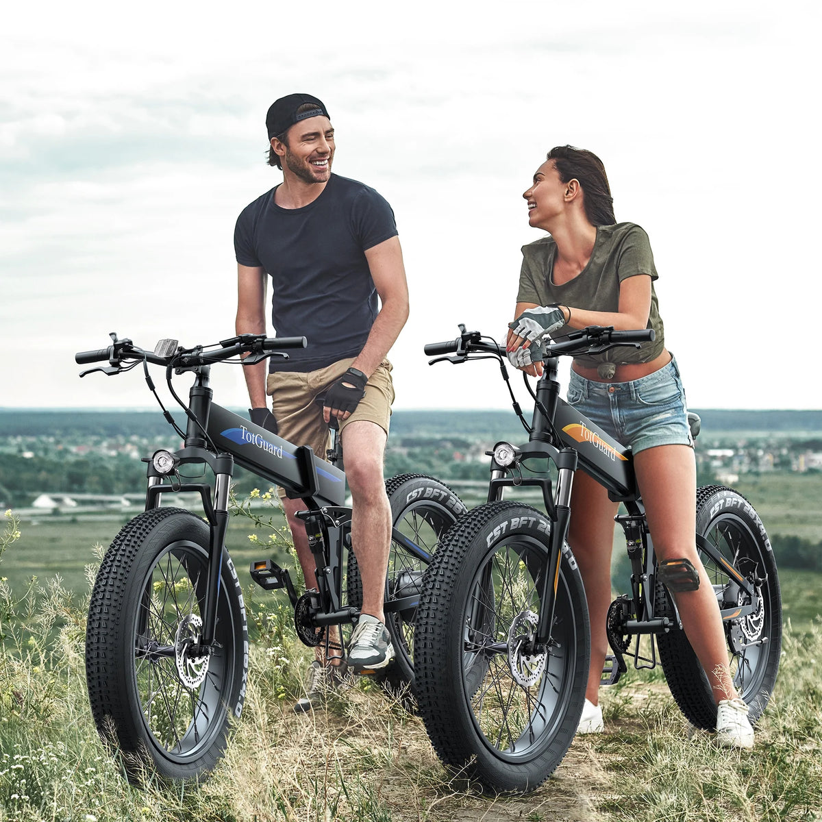 Totguard 26"x4" Electric Bike, Fat Tire 500W Ebike, Foldable Electric Bicycles E Bikes for Adults Electric 48V 10ah Battery, Dual Shock Absorber, Lockable Fork UL2849