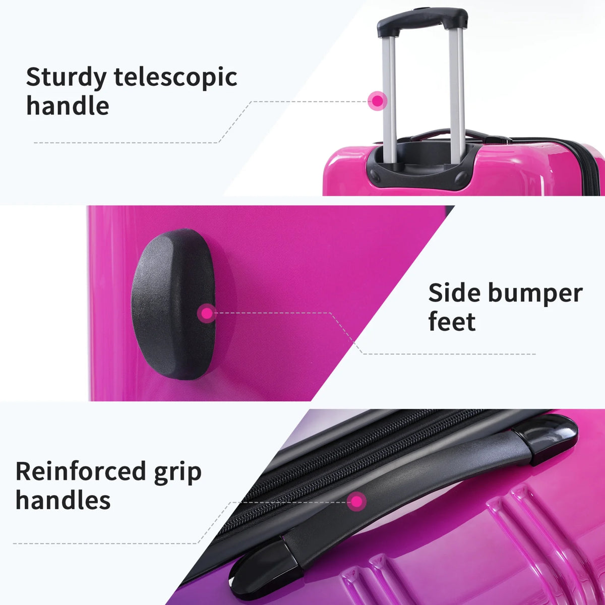 3 Piece Luggage Sets, Hard Shell Suitcase 20/24/28 in with TSA Lock and Spinner Wheels, Expandable Lightweight Travel Luggage for Men Women, Multicolor Purple