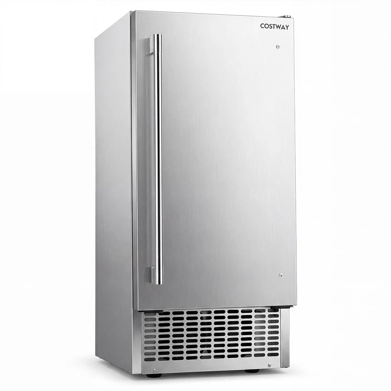 110 LBS/24H Commercial Ice Maker, 15" Built-in Undercounter Ice Machine with 25 LBS Storage & Reversible Door for Home Bar, Restaurant