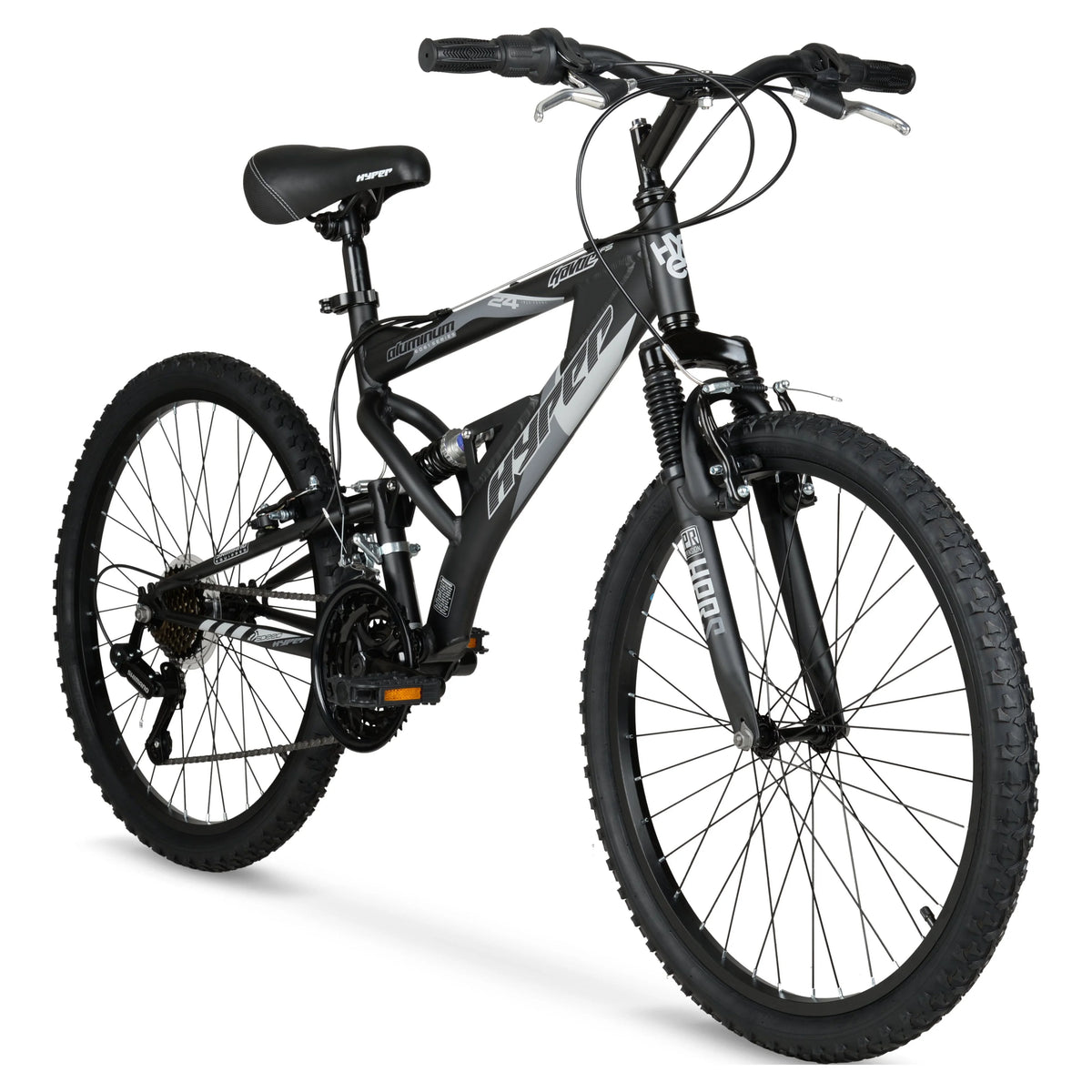 24" Hyper Bicycles Havoc Mountain Bike, Youth/Adult, Recommended Ages 10 - 14 Years Old, Black