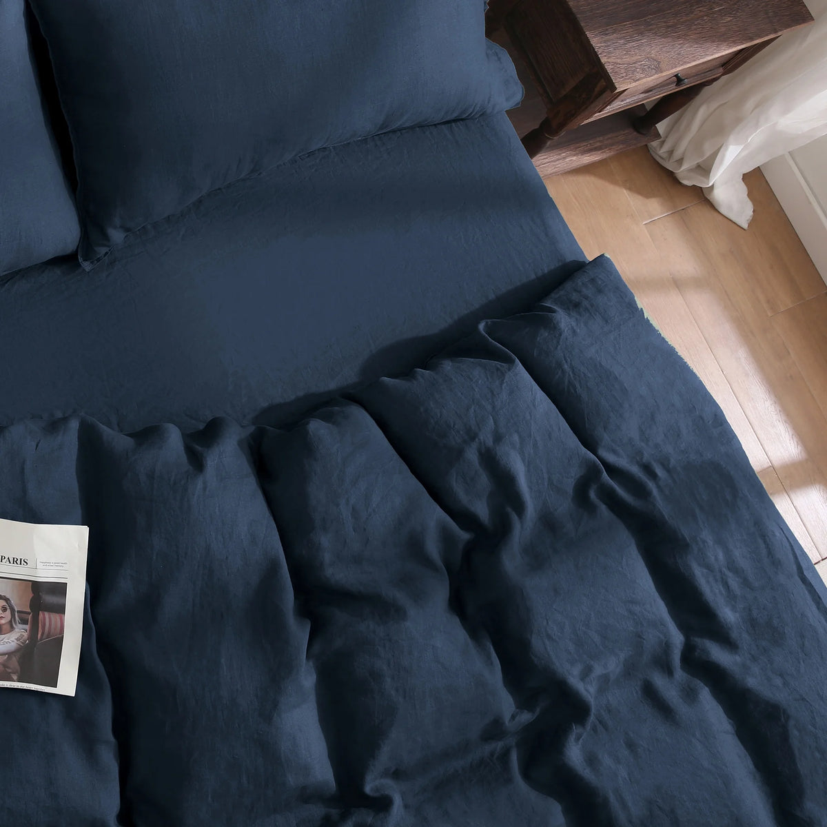 100% Pure Linen Duvet Cover with Button Closure and Corner Ties Soft & Breathable - Natural Full/Queen