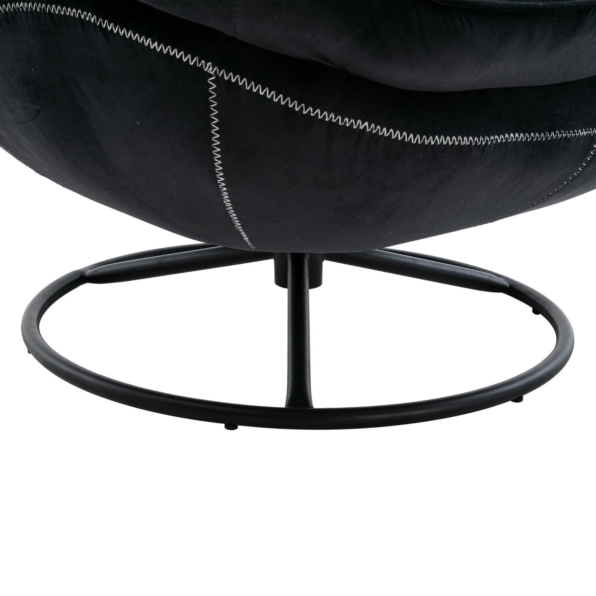 Velvet Swivel Accent Chair with Ottoman, Modern Chaise Lounge Chair with Metal Frame and Footstool, Comfy Armchair Reading Chair for Living Room Bedroom Office, Blue