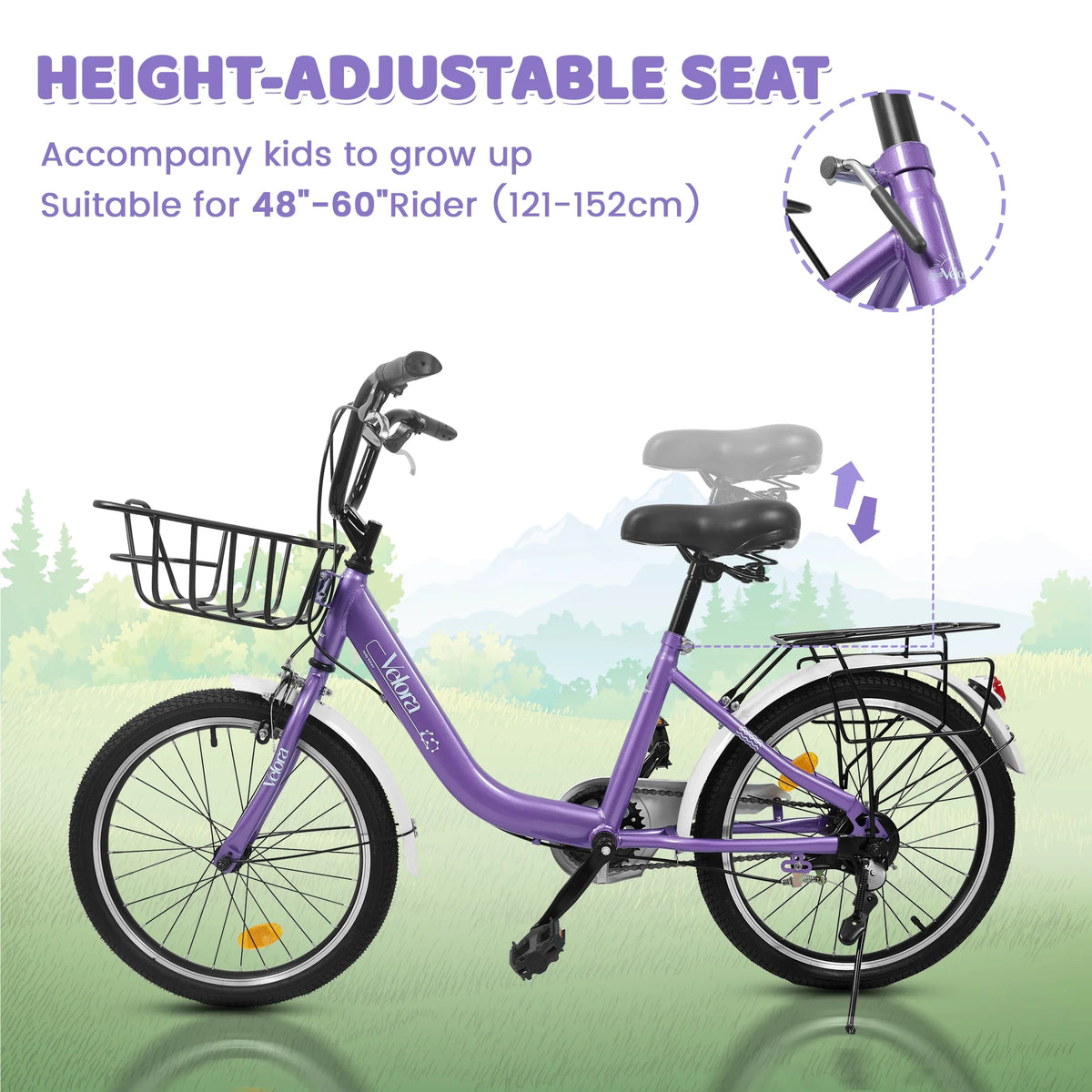 20 in Kids Bike for Boys & Girls Age 5 - 10, Children'S Bicycle with Front Basket & Rear Rack, Commuter Bike for School & Leisure