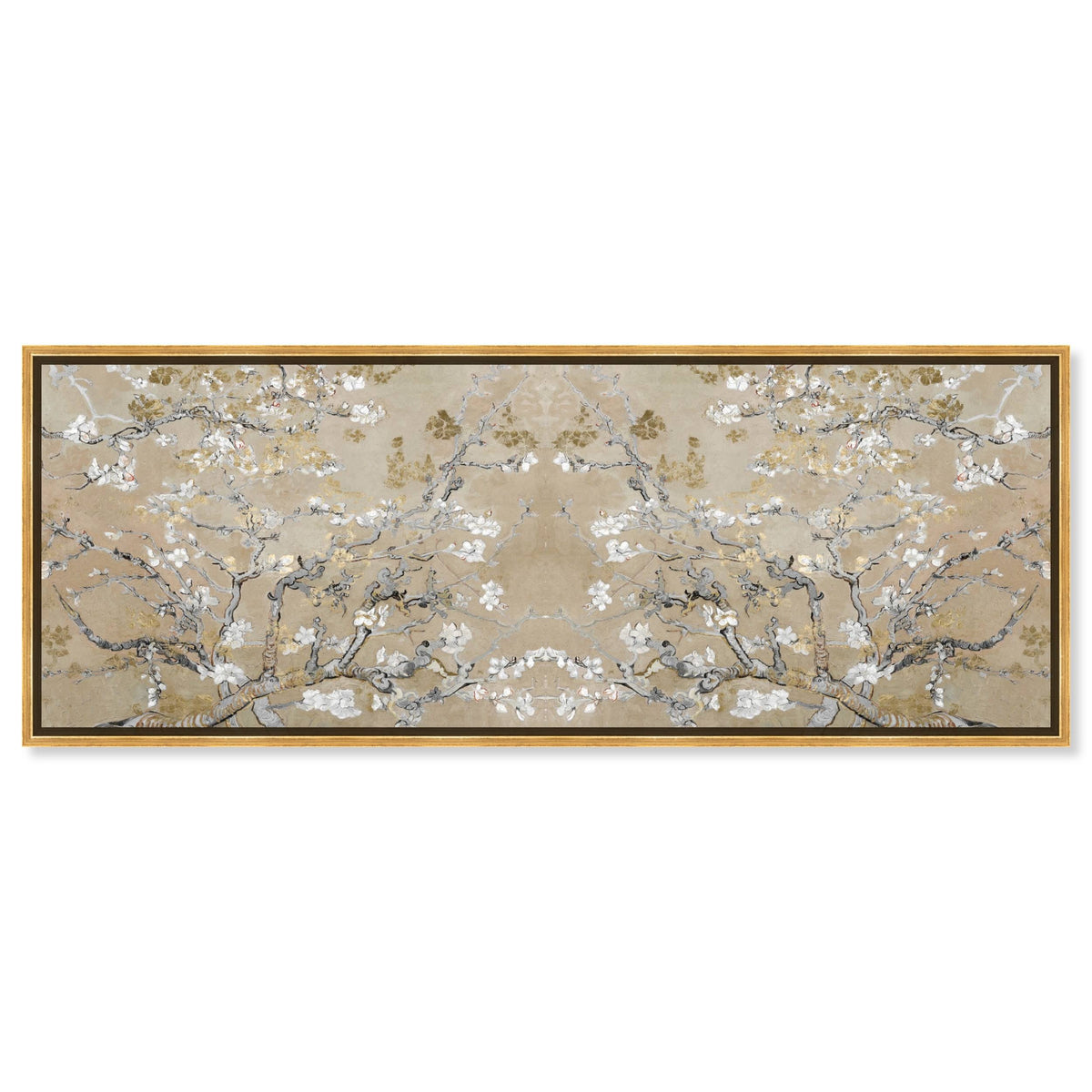 The Oliver Gal Artist Co. French 20 in x 54 in, Van Gogh in Gold Blossoms Inspiration Twin, Large Canvas Wall Art, Living Room, Gold