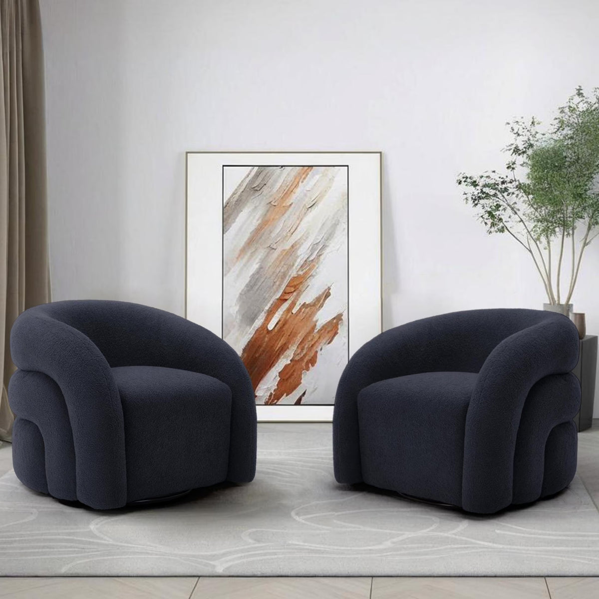 360 Swivel Accent Chair for Living Room, Boucle Barrel Armchair Single Sofa Chair Reading Chair, Sage Green
