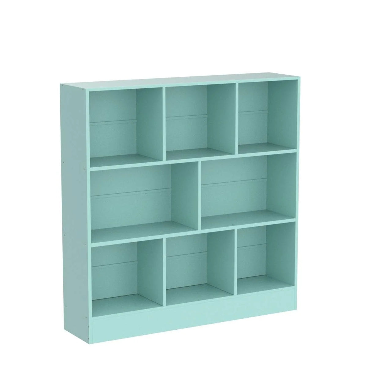 8 Cube Bookshelf with Base, 3 Tier Modern Mint - Green Bookcase, Standing Wide Bookshelves Storage Organizer Toy Shelf, Wood Display Children'S Book Shelves for Bedroom, Living Room, Nursery