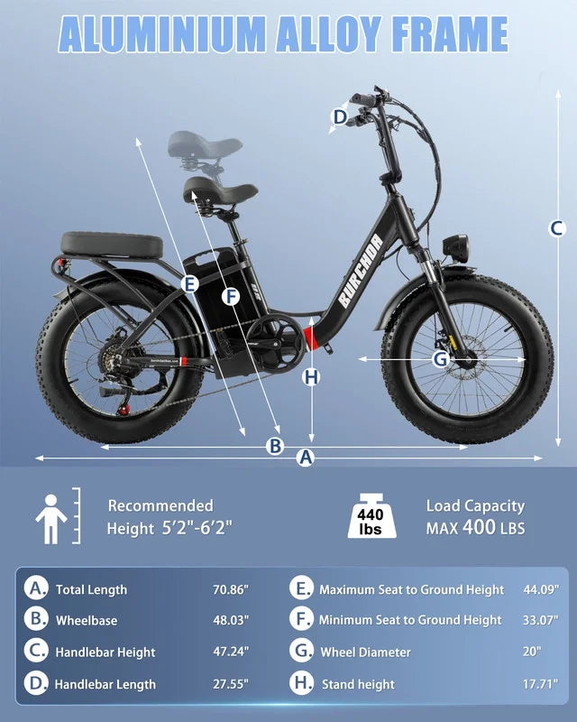 Electric Bike for Adults 20'', 800W UL2849 48V 32AH 110miles Long Range Ebike up to 30mph Full Suspension E - Mountain Bike 4.0 Fat Tire Off - Road, 2 Seats Outdoor Dual Disc Brakes Electric Bicycle