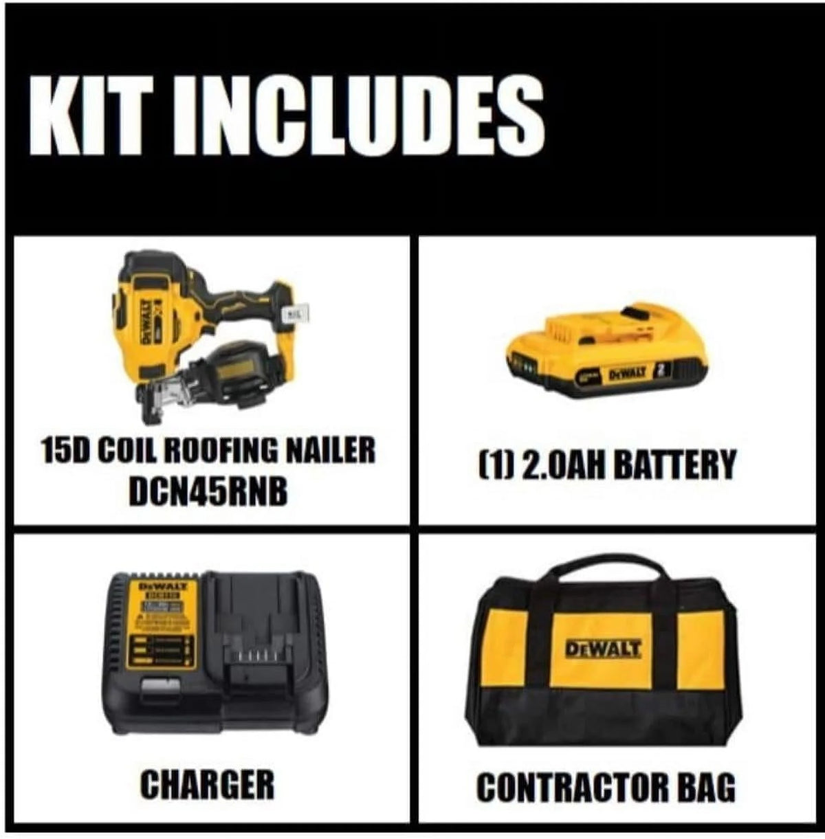 Dewalt 20V Max 15 Cordless Coil Roofing Nailer Kit
