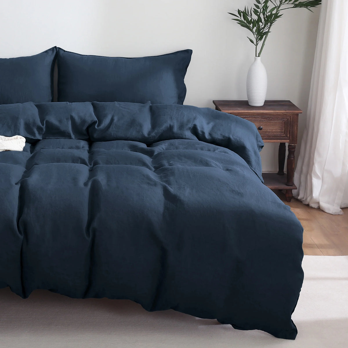 100% Pure Linen Duvet Cover with Button Closure and Corner Ties Soft & Breathable - Natural Full/Queen