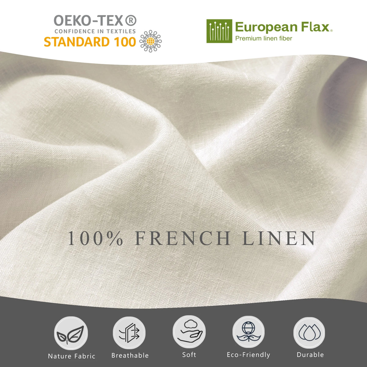 100% Pure Linen Duvet Cover with Button Closure and Corner Ties Soft & Breathable - Natural Full/Queen