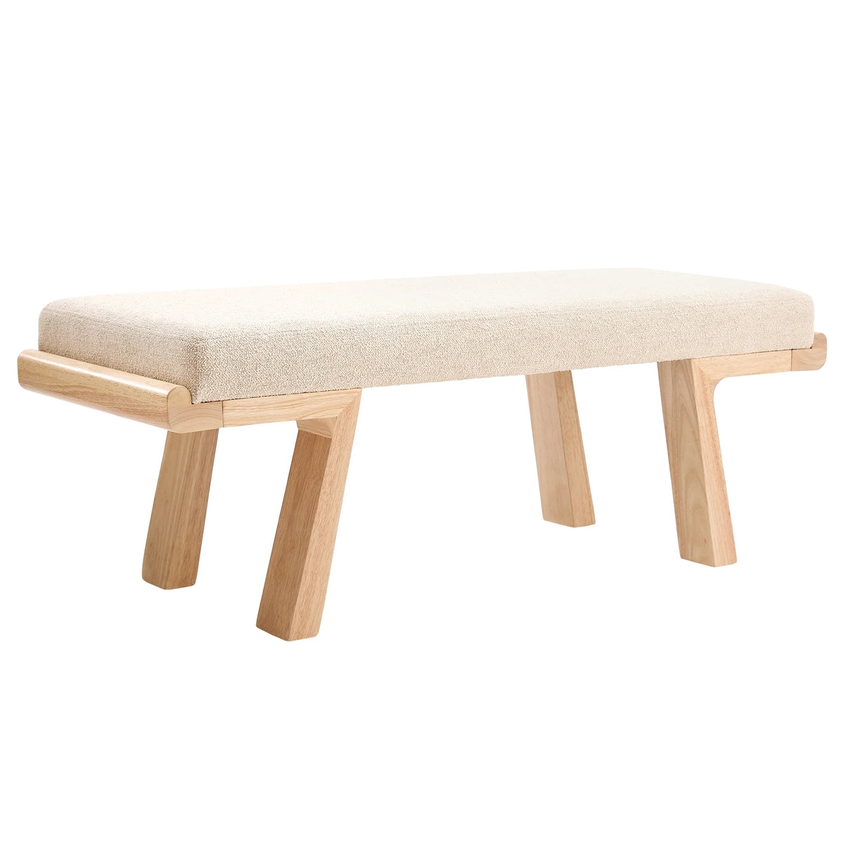 Zesthouse 47.4" Linen Upholstered Bench, Entryway Bench with Solid Wood Legs, Modern Ottoman Bench for Living Bedroom Room, Beige