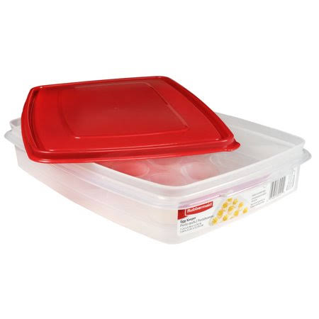 Rubbermaid Brilliance Egg Food Storage Container, Red, Clear