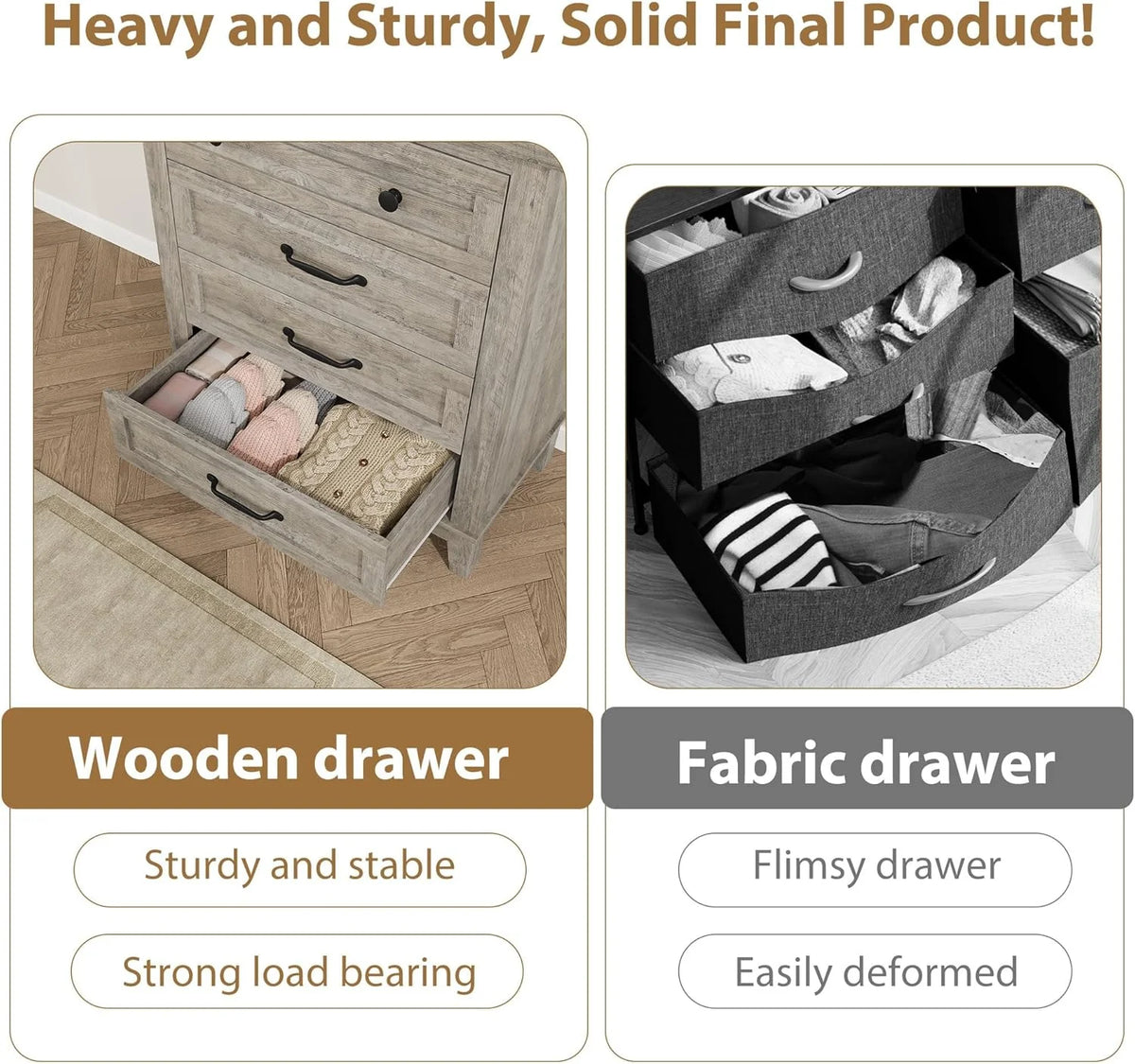 4 Drawer Dresser for Bedroom, 34.8" Tall Bedroom Dresser with Large Drawer& Black Handles, Wooden Storage Organizer Cabinet Chest of Drawer for Living Room, Hallway