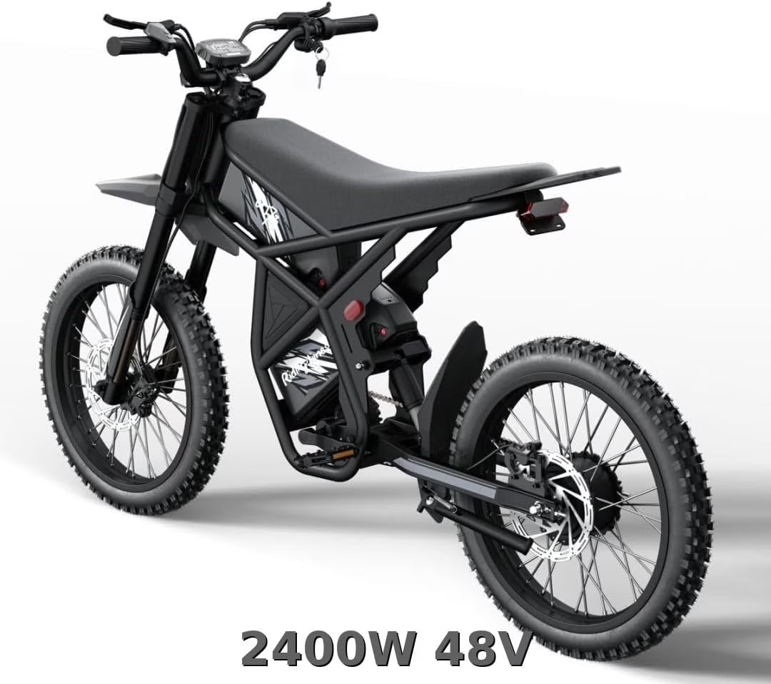 2000W Electric Dirt Bike for Adults Ridingtimes GT73 UL2849, Brushless Hub Motor, 18.2ah*2 Electric Bike with 25\ Tires Digital Screen Carbon Steel