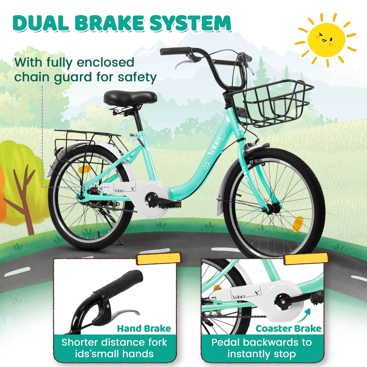 20 in Kids Bike for Boys & Girls Age 5 - 10, Children'S Bicycle with Front Basket & Rear Rack, Commuter Bike for School & Leisure
