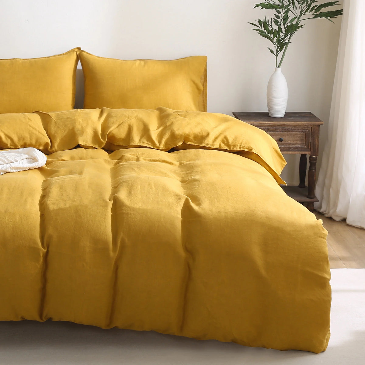 100% Pure Linen Duvet Cover with Button Closure and Corner Ties Soft & Breathable - Natural Full/Queen