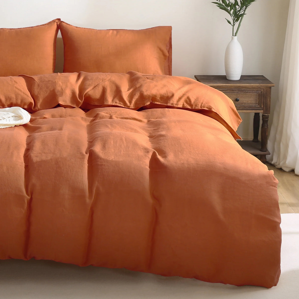 100% Pure Linen Duvet Cover with Button Closure and Corner Ties Soft & Breathable - Natural Full/Queen