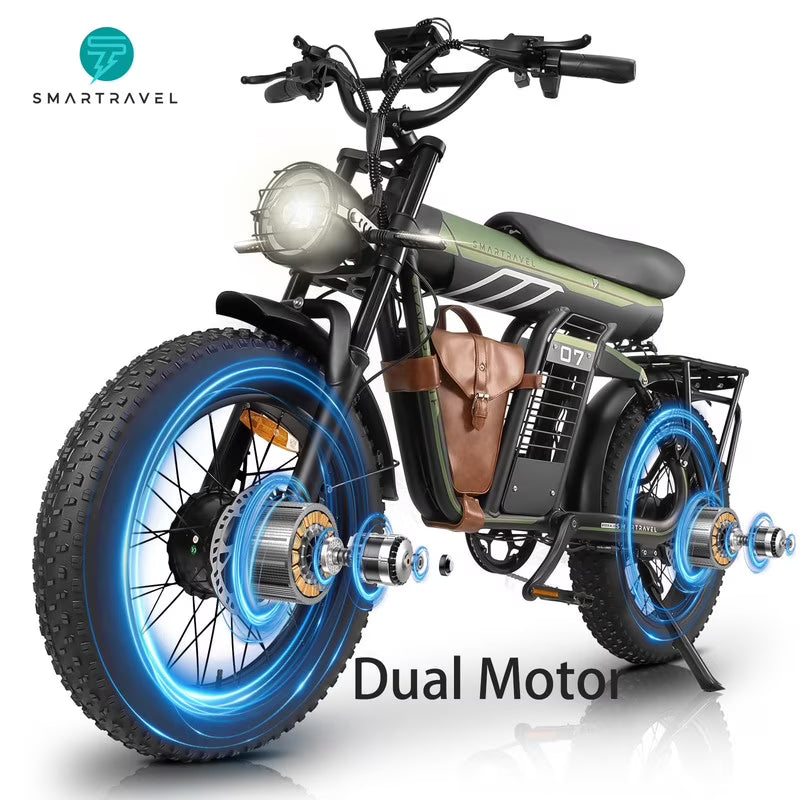 3000W(Peak) Motor 35MPH SMARTRAVEL ST202 Electric Dirt Bike for Adults, 52V50AH Dual Battery Ebike, 92+ Miles Range, 20" Motorcycle Tire UL2849 Certified, Full Suspension