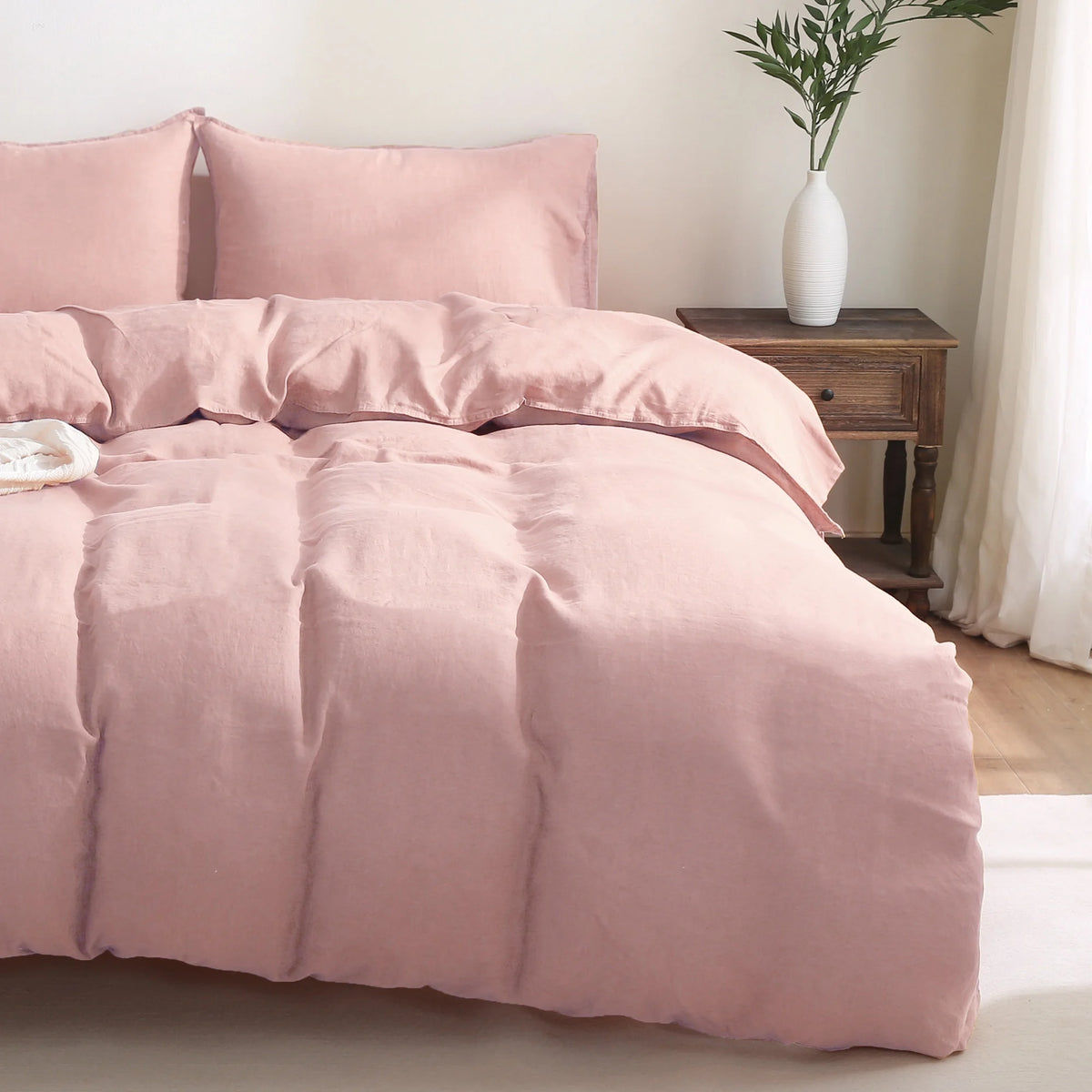 100% Pure Linen Duvet Cover with Button Closure and Corner Ties Soft & Breathable - Natural Full/Queen
