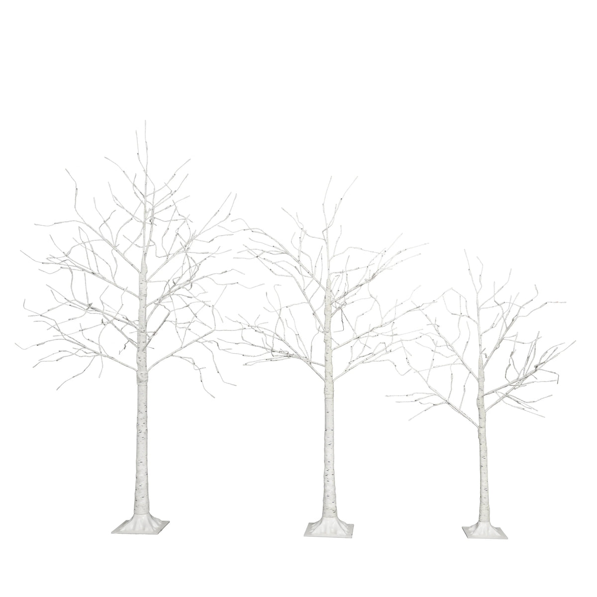 AECOJOY Set of Lighted Birch Tree, 4FT/5FT/6FT LED Artificial Tree with Warm White Lights, Christmas Tree for Decoration