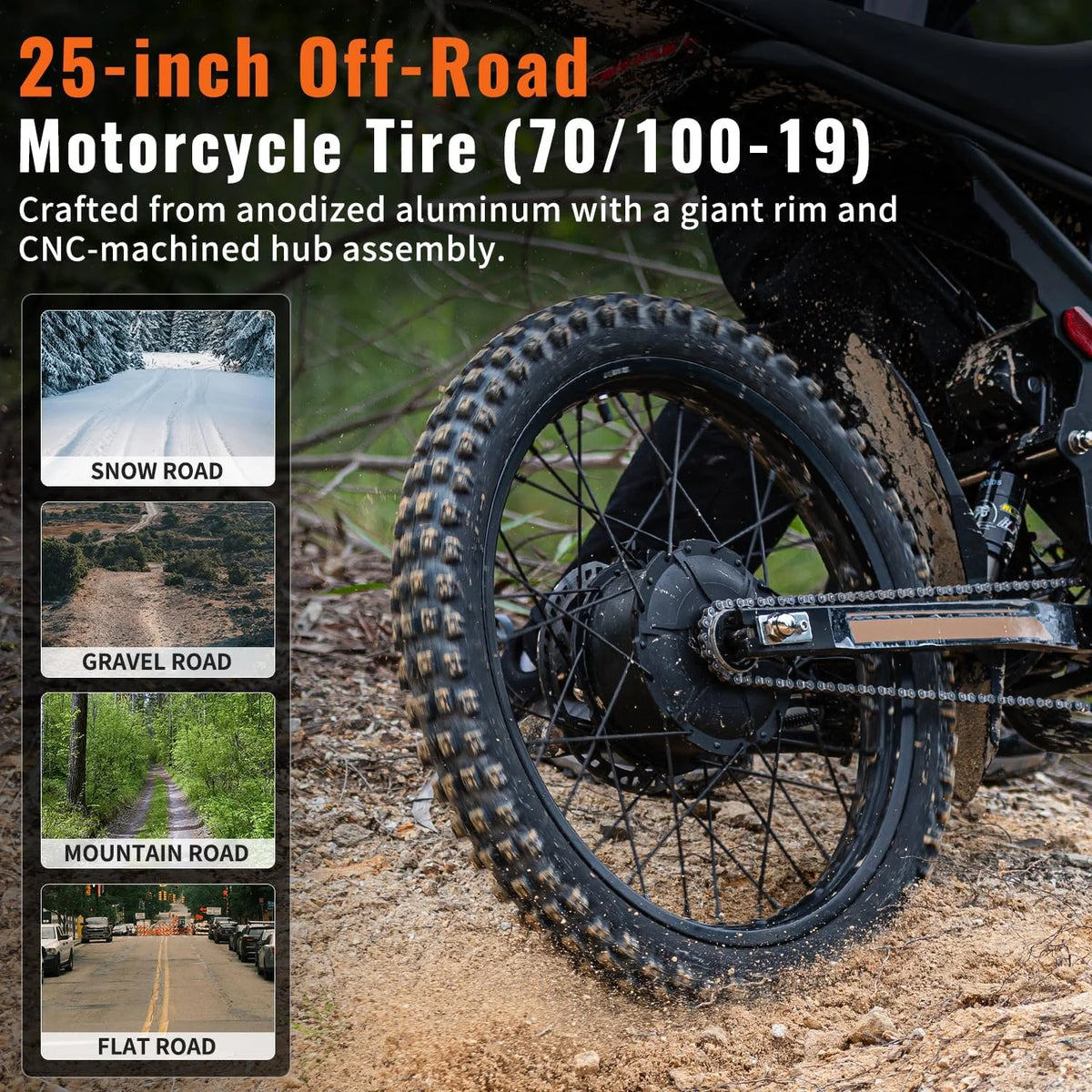 2000W Electric Dirt Bike for Adults Ridingtimes GT73 UL2849, Brushless Hub Motor, 18.2ah*2 Electric Bike with 25\ Tires Digital Screen Carbon Steel