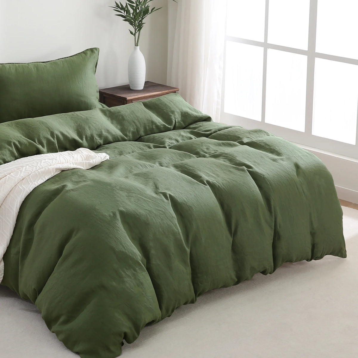 100% Pure Linen Duvet Cover with Button Closure and Corner Ties Soft & Breathable - Natural Full/Queen