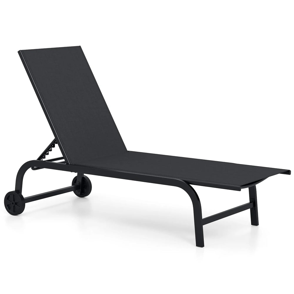 Tangkula Lounge Chair Outdoor 6-Position Recliner Metal Frame  Breathable Fabric (1/2)