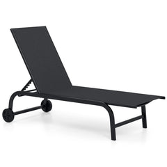 Tangkula Lounge Chair Outdoor 6-Position Recliner Metal Frame  Breathable Fabric (1/2)
