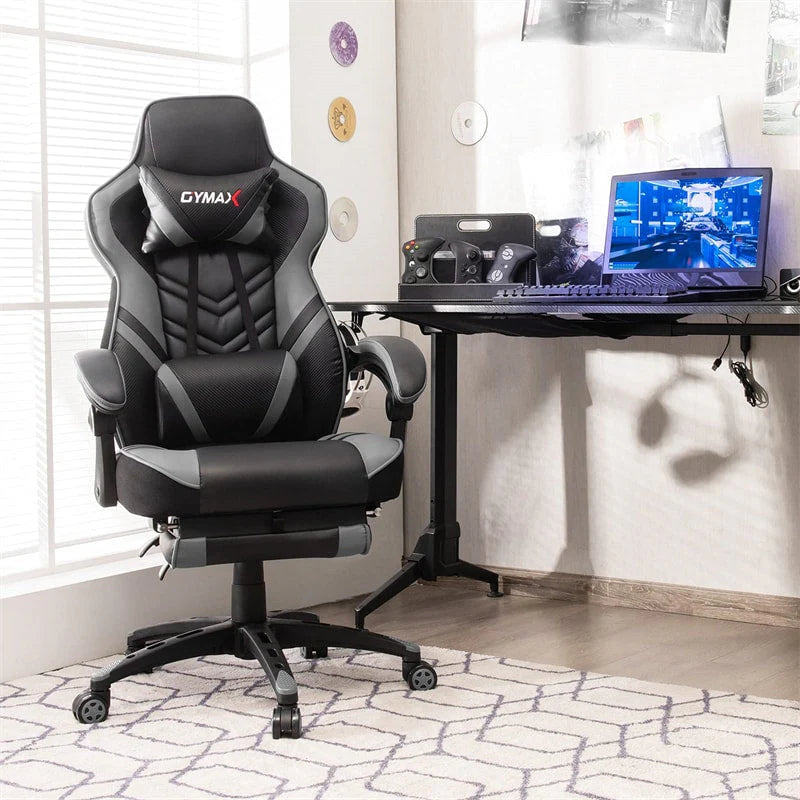 Ergonomic Gaming Chair Recliner with Footrest, Linkage Armrests & Lumbar Support, Big Wide High Back Swivel Video Gaming Office Computer Chair