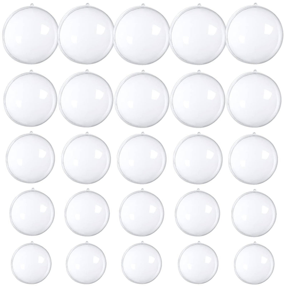 25 Pcs Clear Plastic Fillable Ornaments,Transparent DIY Craft Ball,Clear DIY Christmas Ornament 5 Different Sizes for Wedding,Party,Home Decor