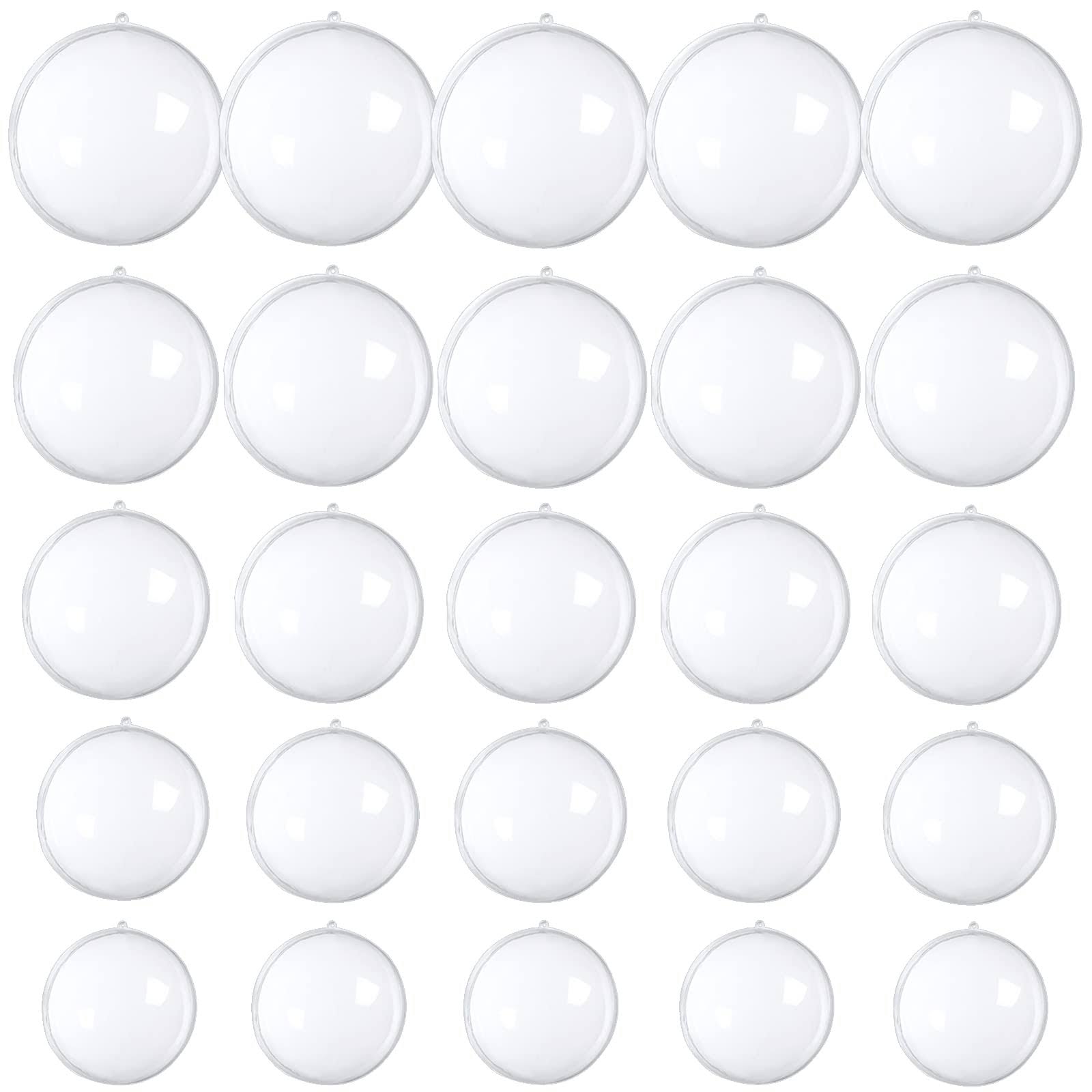25 Pcs Clear Plastic Fillable Ornaments,Transparent DIY Craft Ball,Clear DIY Christmas Ornament 5 Different Sizes for Wedding,Party,Home Decor