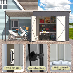 AECOJOY 6'x14' Outdoor Open-Sided Storage Shed with Attached Hardtop Metal Pergola