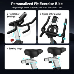 Pooboo Professional Indoor Cycling Bike Stationary Exercise Bikes Home Cardio Workout Bicycle Machine 350 lb Flywheel Weight 40 lb