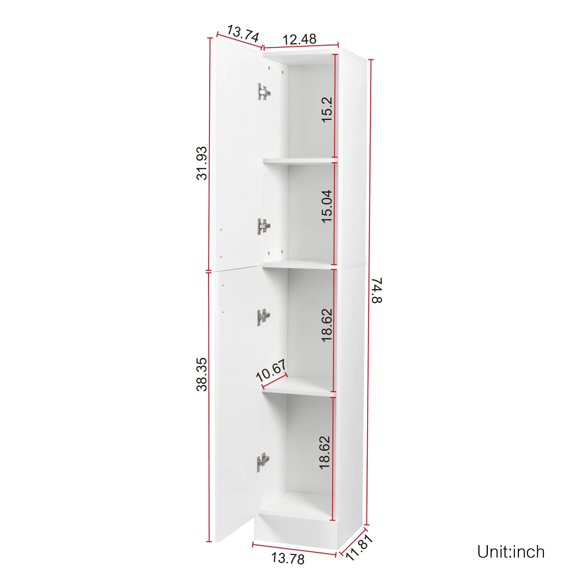 Slim Tall Storage Cabinet, Pantry Cabinet with Doors Shelves Small Space for Kitchen Living Room Bathroom