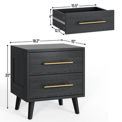 Noelse 3 Piece Bedroom Furniture Set, 6 Drawer Dresser with 2 Nightstands, Modern Wood Storage Organizer with Metal Handles for Bedroom, Living Room, Black