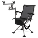 360° Swivel Hunting Chair with Adjustable Equipment Rest & Armrests, Folding All-Terrain Deer Blind Chair for Outdoor Camping, 330LBS Capacity