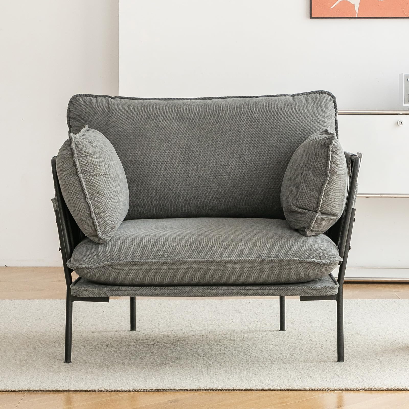 AECOJOY Modern Accent Chair Reading Chair with Pillow Upholstered Armchair for Adults