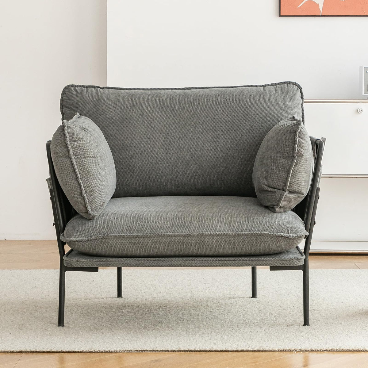 AECOJOY Modern Accent Chair Reading Chair with Pillow Upholstered Armchair for Adults