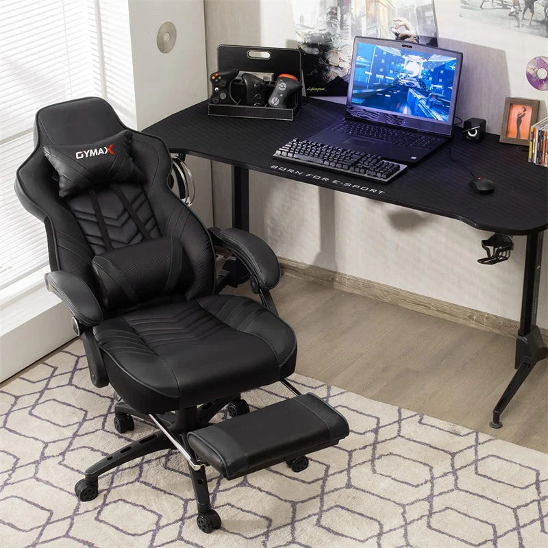 Ergonomic Gaming Chair Recliner with Footrest, Linkage Armrests & Lumbar Support, Big Wide High Back Swivel Video Gaming Office Computer Chair