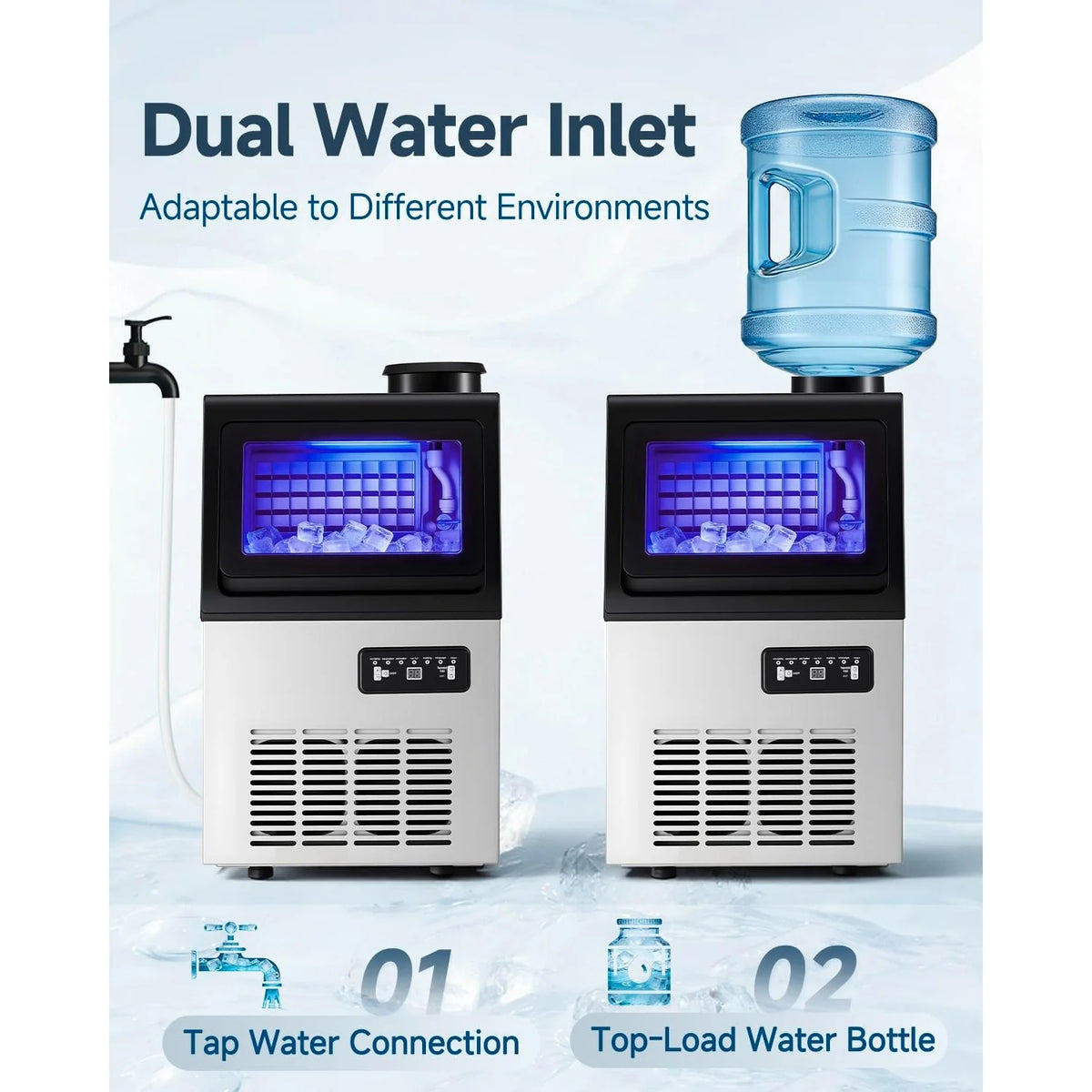 AECOJOY Commercial Ice Maker 90 lbs/24H, Stainless Steel Under Counter Ice Machine with 22 lbs Storage