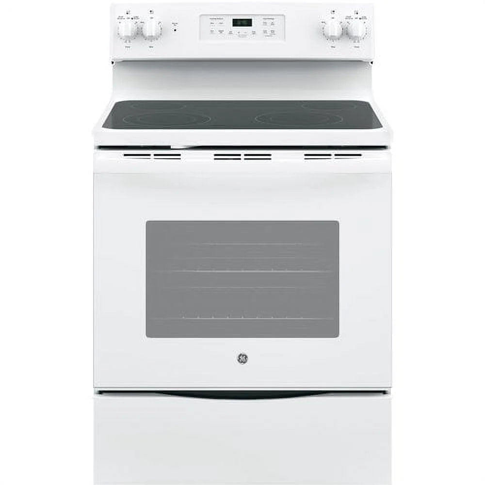 Ge? Appliances 30??free - Standing Electric Range Model JB645RKSS in Stainless Steel. APPROXIMATE DIMENSIONS (Hxwxd) 47 Height x 29 7/8 Width x 28 Dimension In. Two 9"/6" Power Boil Elements, Self - Clean Oven and Dual - Element Bake